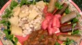 Setswana-Polenta und Braune Zuckerbohnen mit veganer Wurst (Setswana)