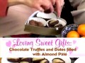 Presentes adoráveis e doces: trufas de chocolate e tâmara recheadas com patê de avelãs (em Francês)