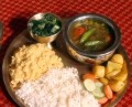 Vegan Traditional Nepalese Cuisines: Gundruk and Soybean Curry with Dhedo (In Nepali)